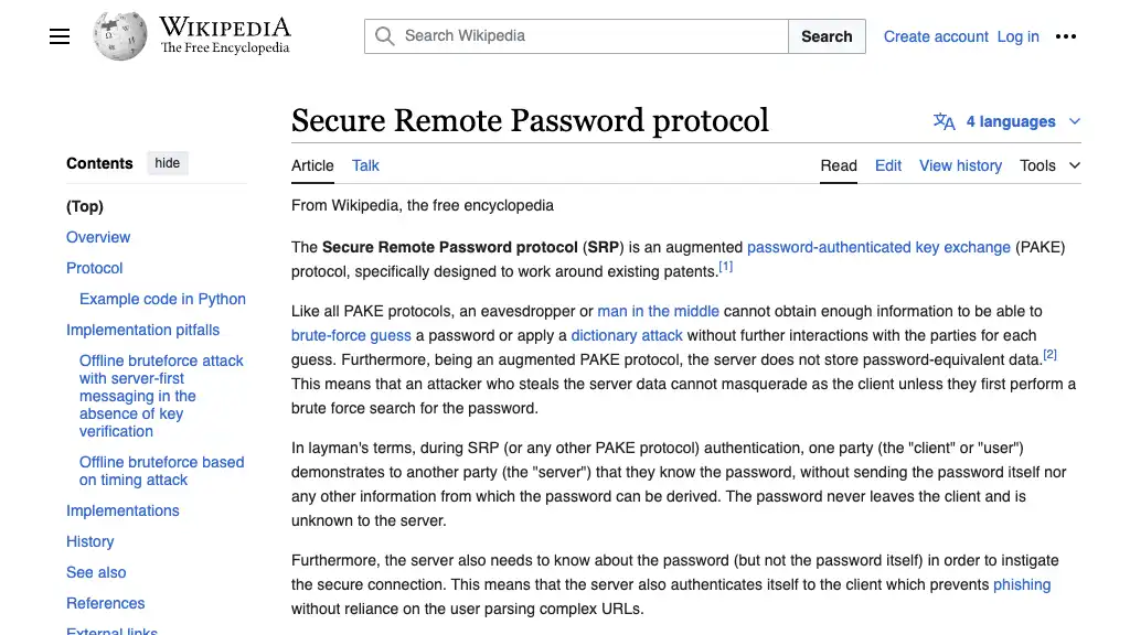 Secure Remote Password protocol - Wikipedia