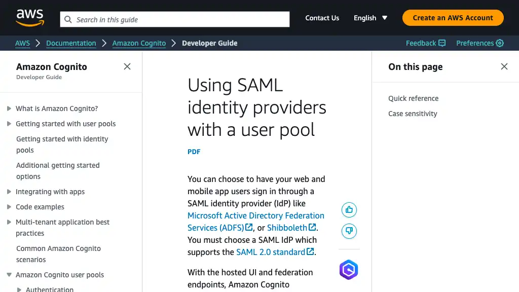 Using SAML identity providers with a user pool - Amazon Cognito
