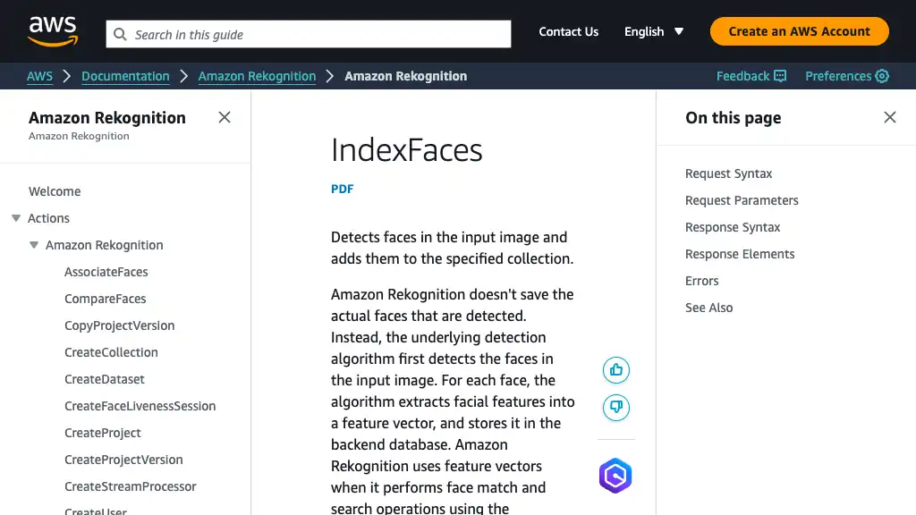 IndexFaces - Amazon Rekognition