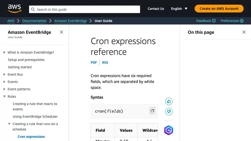 Cron expressions reference - Amazon EventBridge