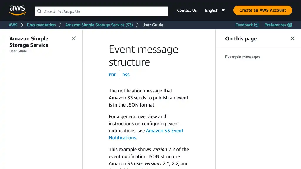 Event message structure - Amazon Simple Storage Service