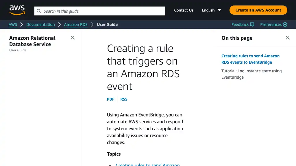 Creating a rule that triggers on an Amazon RDS event - Amazon Relational Database Service