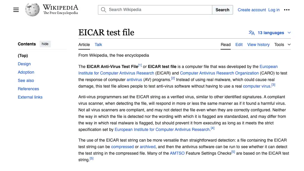 EICAR test file - Wikipedia