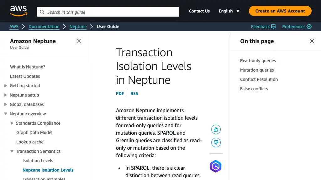 Transaction Isolation Levels in Neptune - Amazon Neptune