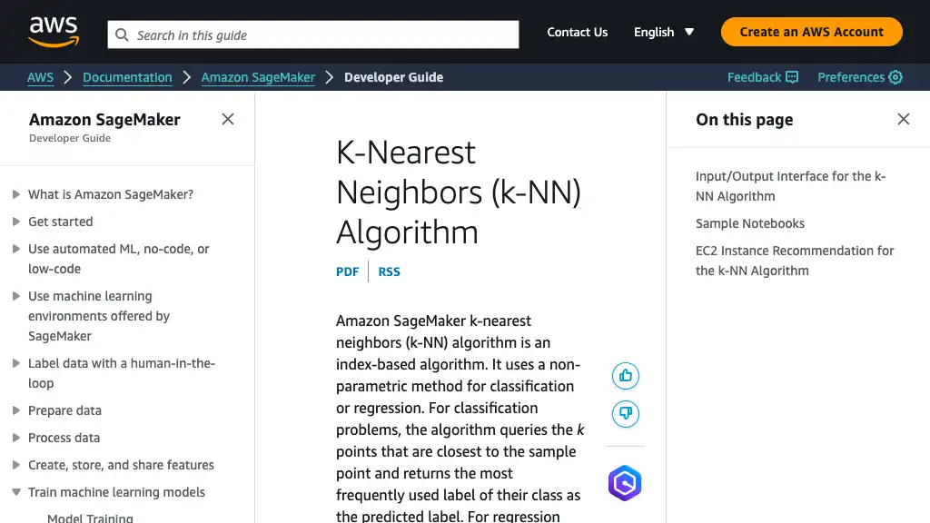 K-Nearest Neighbors (k-NN) Algorithm - Amazon SageMaker