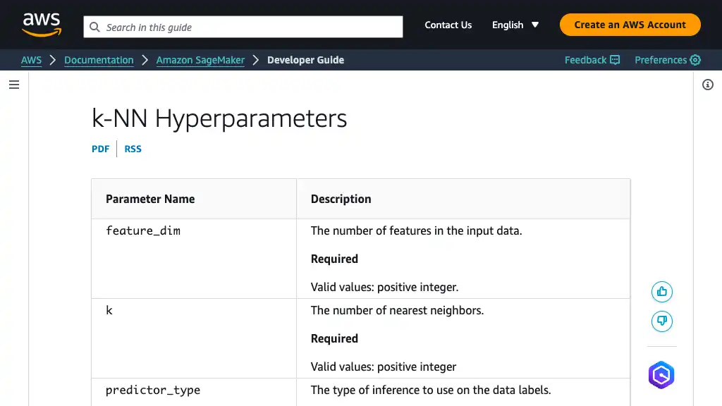 k-NN Hyperparameters - Amazon SageMaker