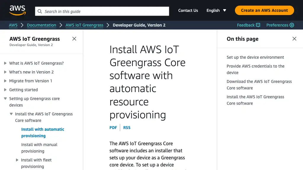 Install AWS IoT Greengrass Core software with automatic resource provisioning - AWS IoT Greengrass