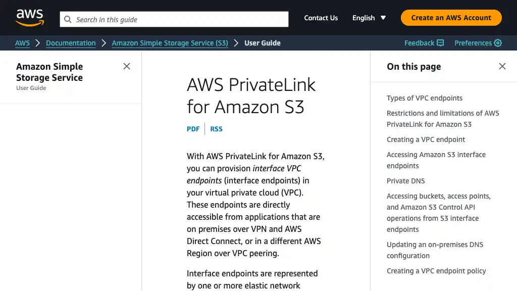 AWS PrivateLink for Amazon S3 - Amazon Simple Storage Service