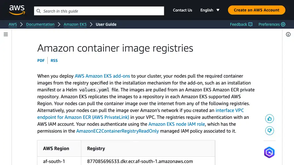 Amazon container image registries - Amazon EKS