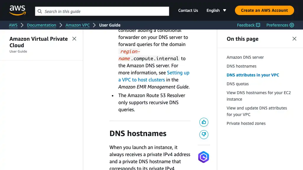 DNS attributes for your VPC - Amazon Virtual Private Cloud