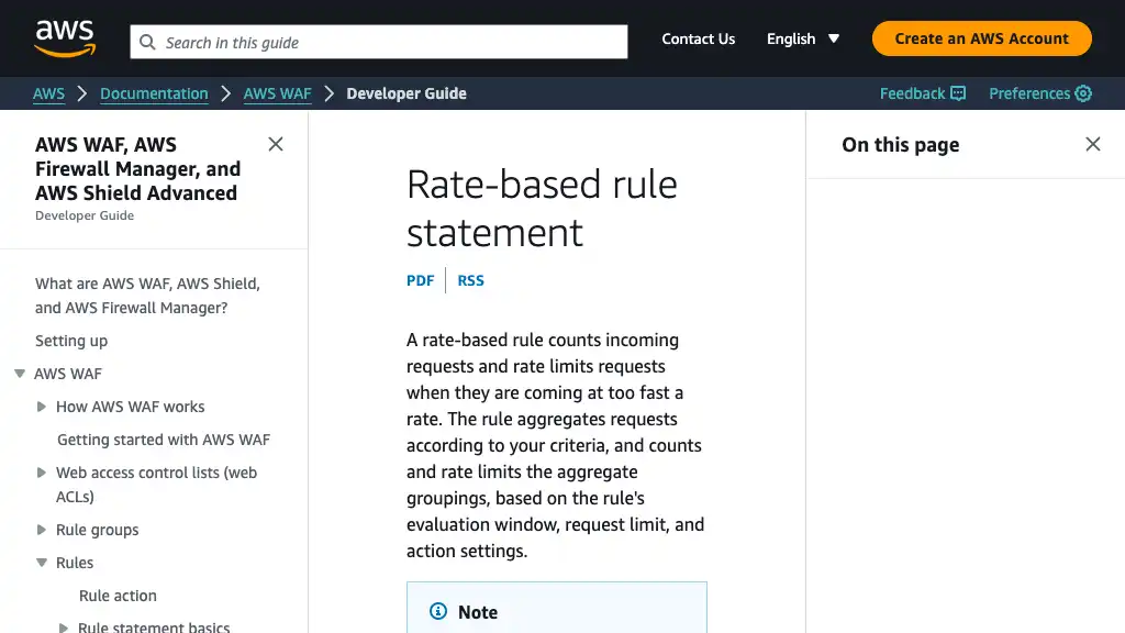Rate-based rule statement - AWS WAF, AWS Firewall Manager, and AWS Shield Advanced