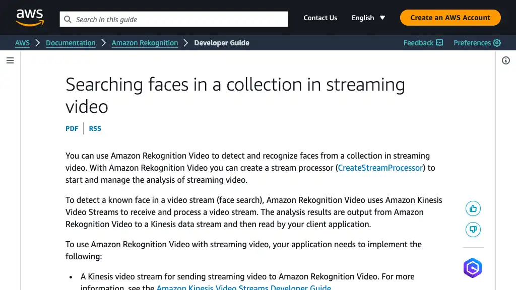 Searching faces in a collection in streaming video - Amazon Rekognition